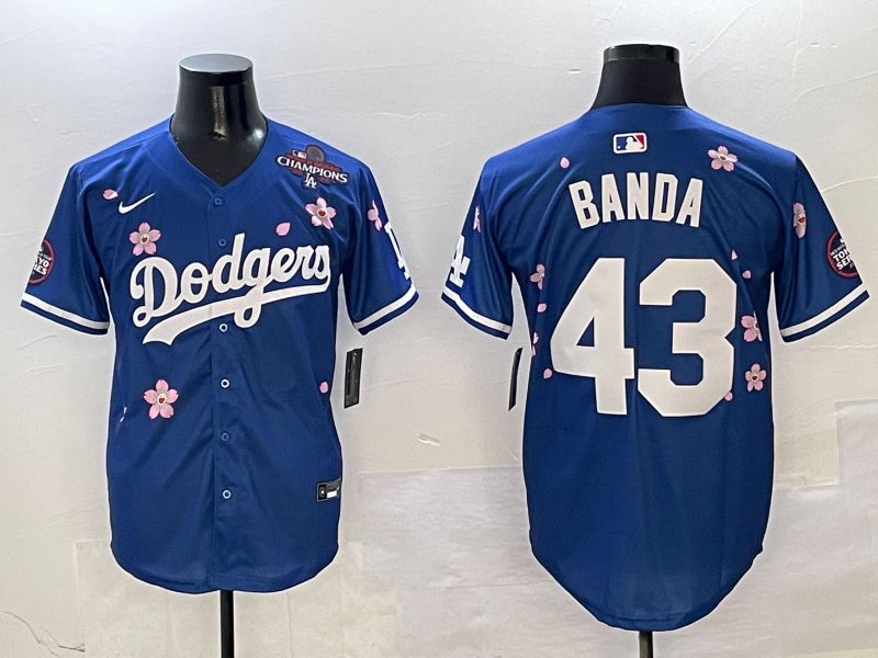 Men Los Angeles Dodgers #43 Banda Blue Sakura Edition 2025 Nike MLB Jersey style 5->los angeles dodgers->MLB Jersey